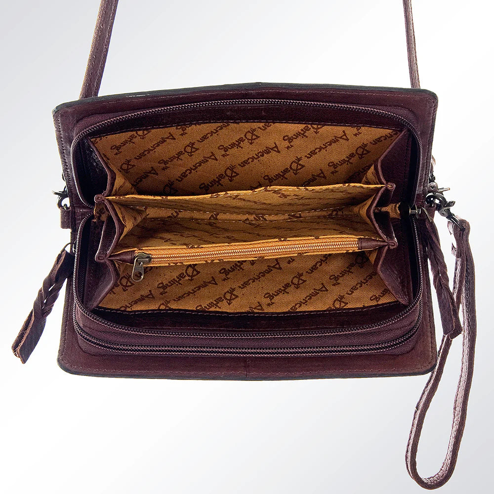 Cow Skull Leather Tooled & Painted Bag