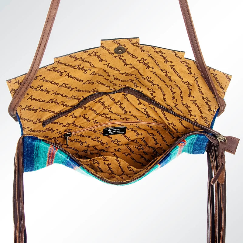 American Darling Hand Tooled Floral & Saddle Blanket Western Small Cross body Bag