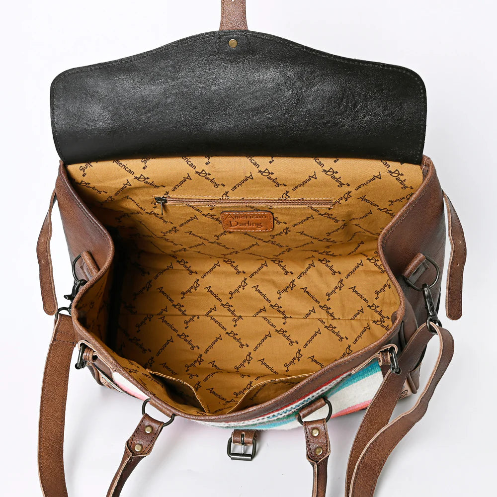 American Darling Western Duffel Bag Hand Tooled Leather Saddle Blanket