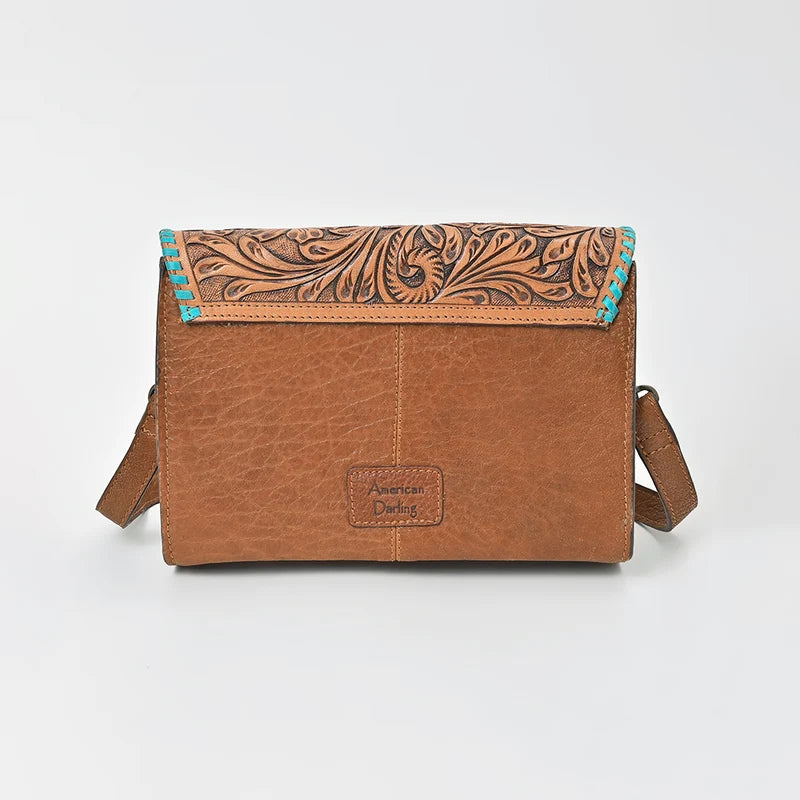 American Darling Hand Tooled Star Hair on Genuine Leather Women Bag