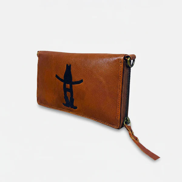 American Darling Frontier Rodeo Genuine Leather Black Embroidered Organizer Bag