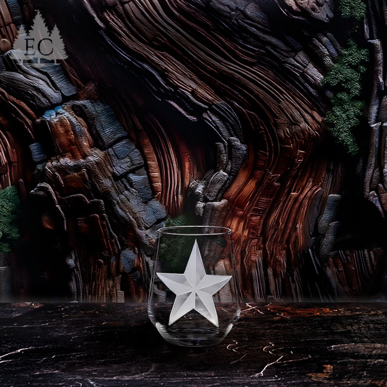 Texas Lone Star Crystal Stemless Wine Glasses, Set of 2