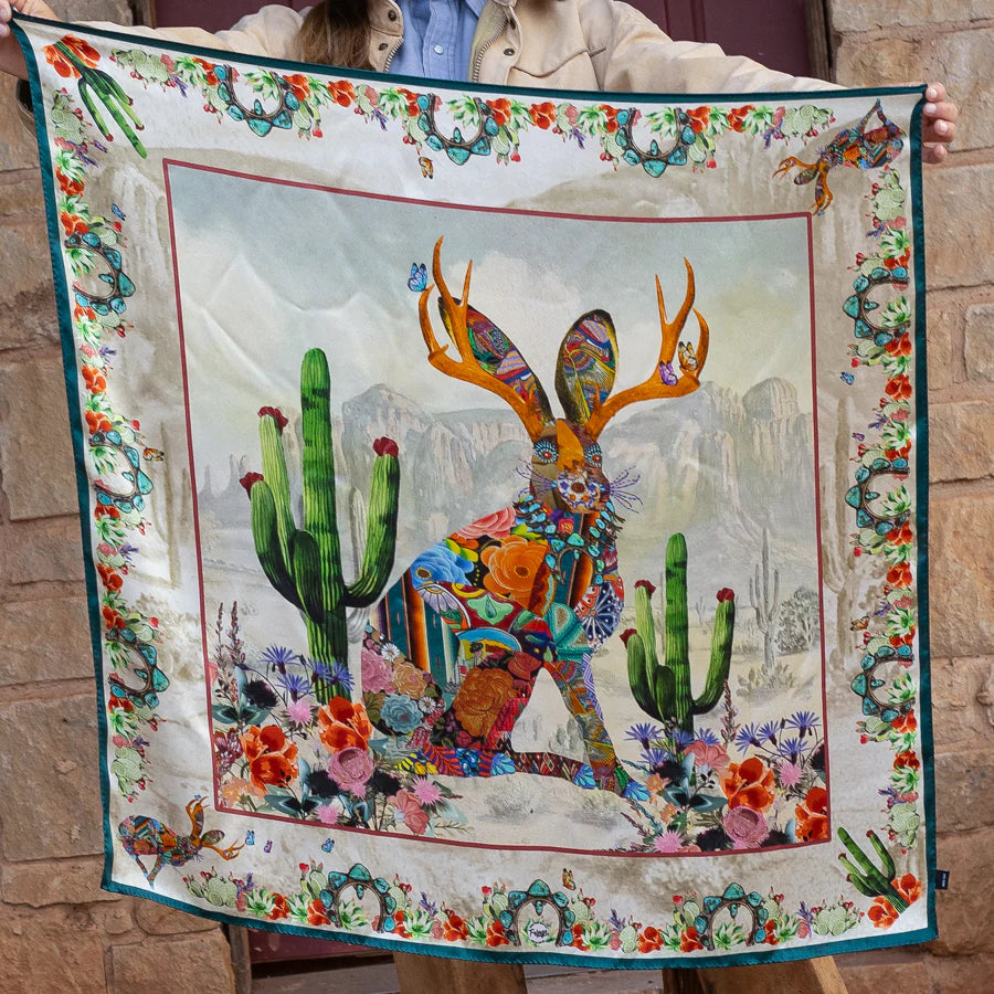 Jewelled Jackalope Silk Scarf