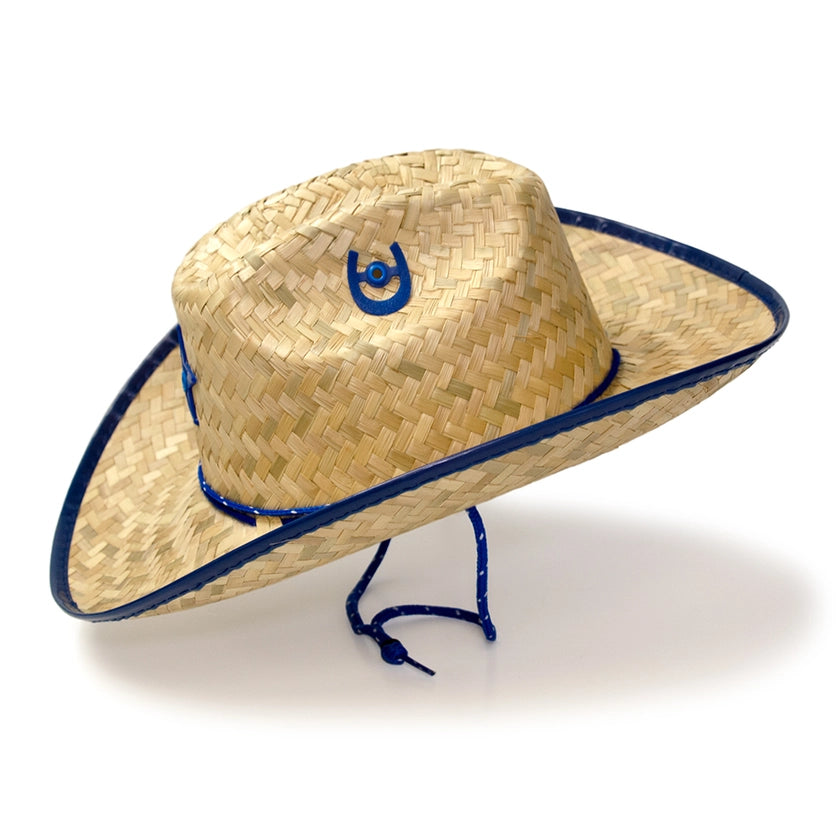 Kid's Palm Straw Sheriff Hat with Blue Trim