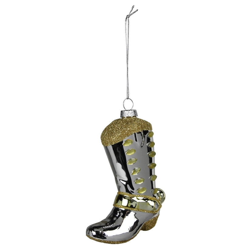Boot Ornament Silver Glass