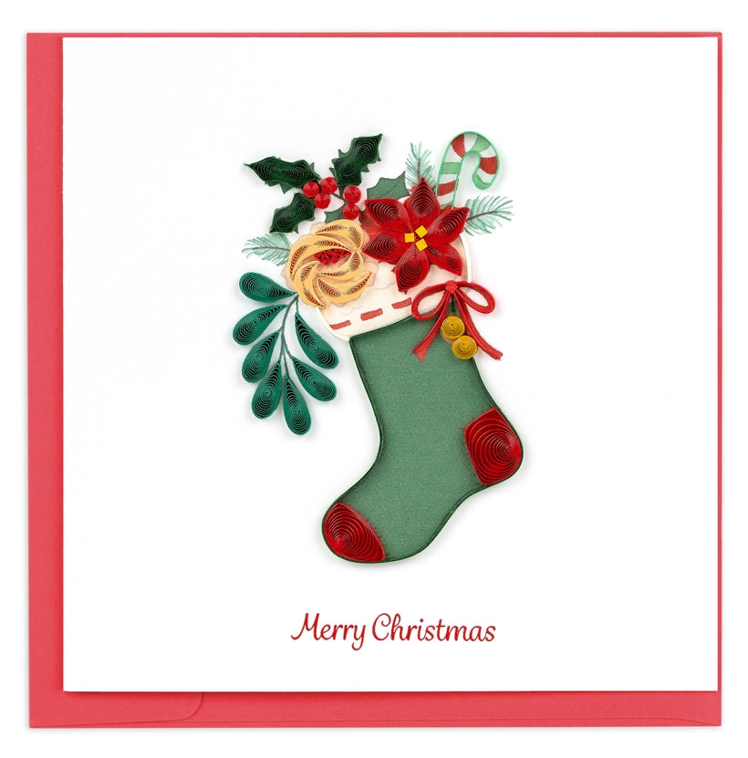 Christmas Stocking Bouquet Quilling Card