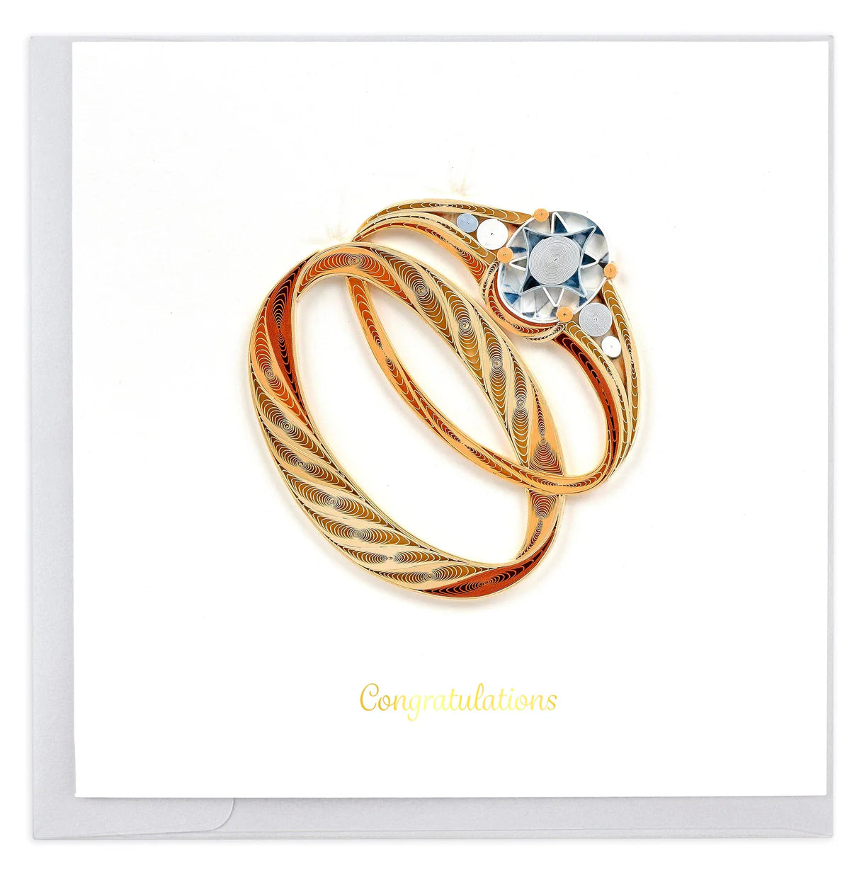 Gold Wedding Rings Quilling Card