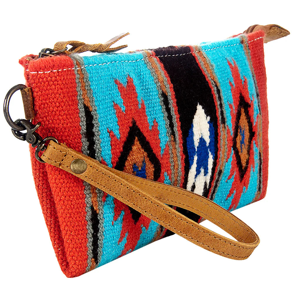 Red & Blue Saddlebag Wristlet