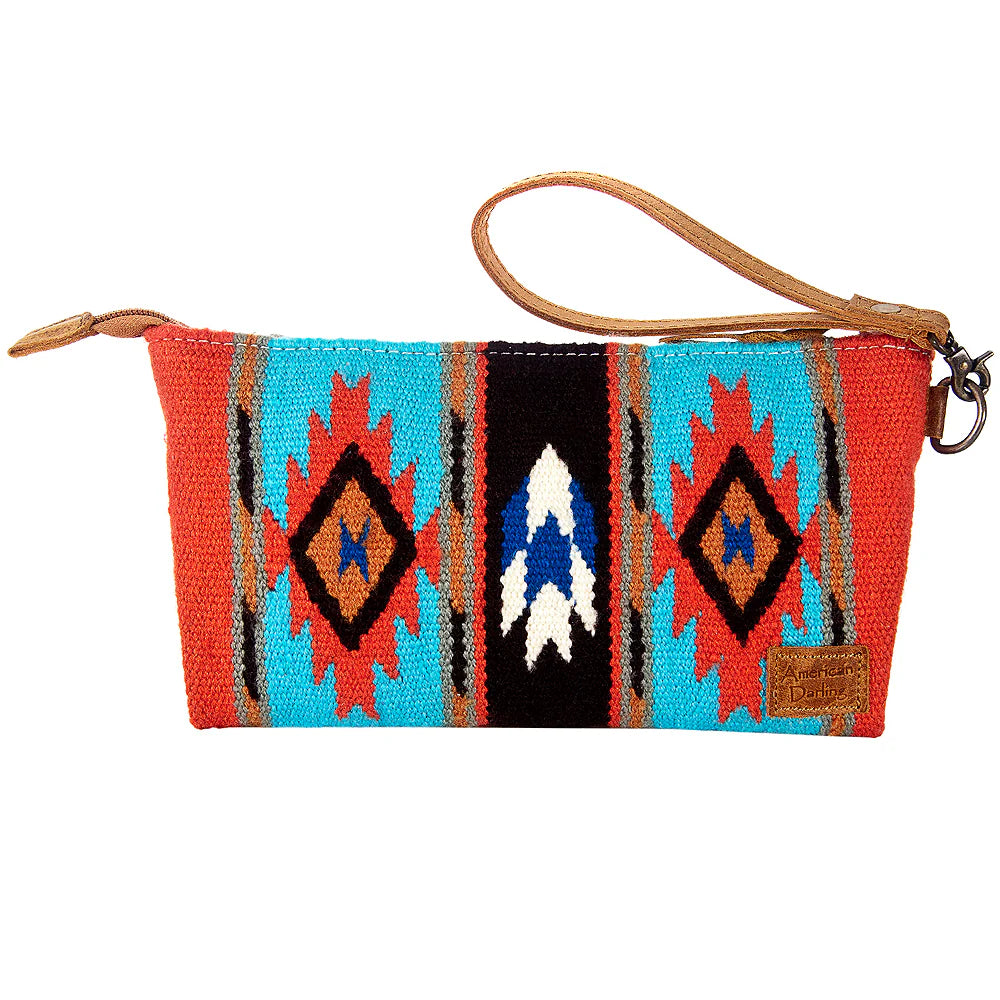 Red & Blue Saddlebag Wristlet