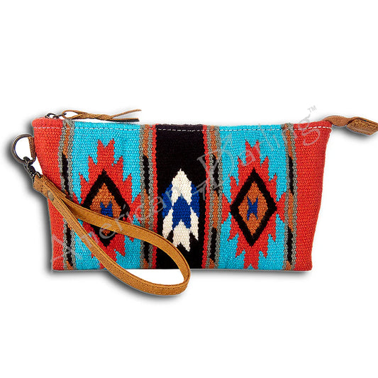 Red & Blue Saddlebag Wristlet