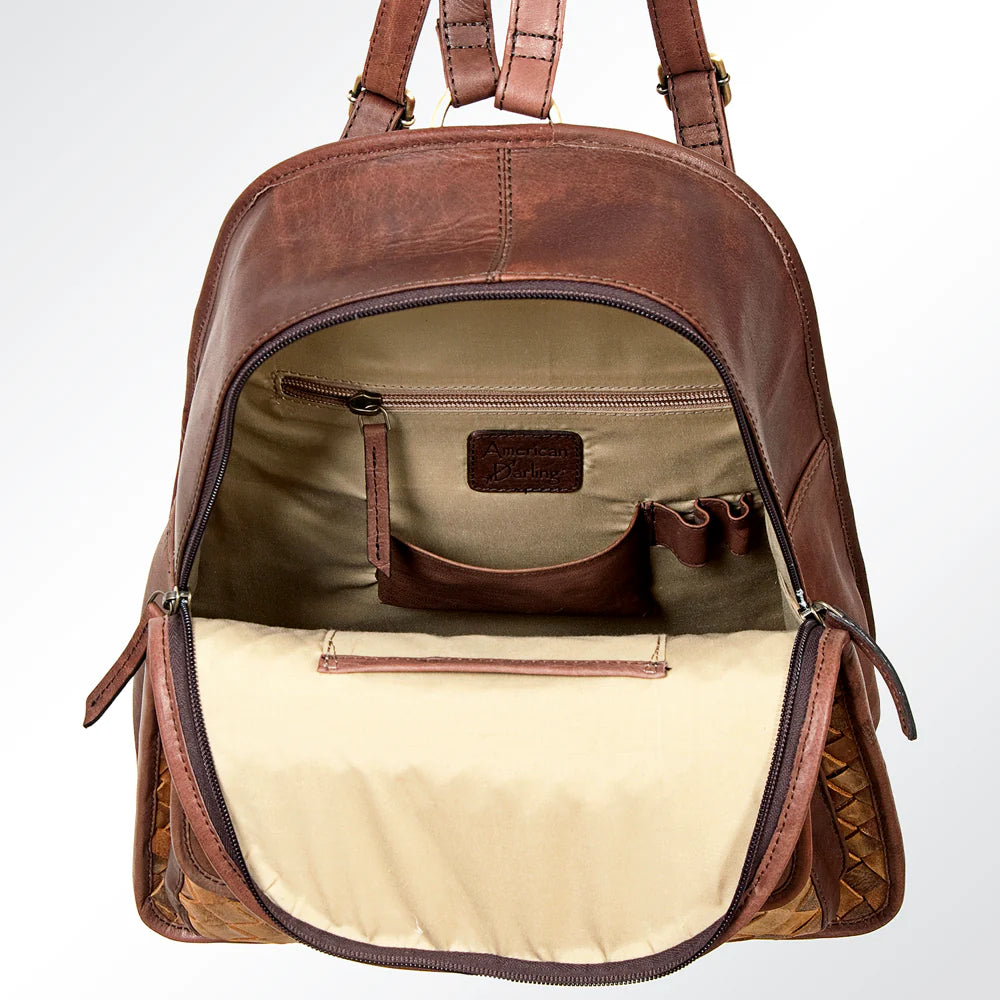 Woven Leather Backpack