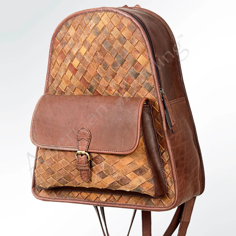 Woven Leather Backpack