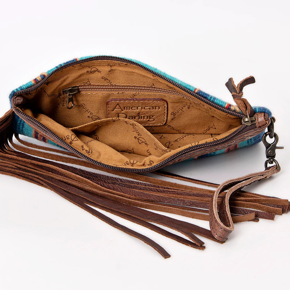 American Darling Wristlet Genuine Western Leather Women Bag Fringe