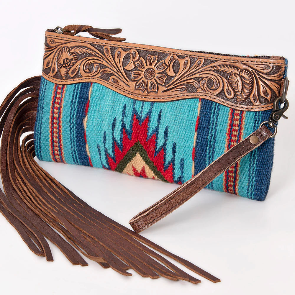 American Darling Wristlet Genuine Western Leather Women Bag Fringe