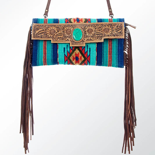 American Darling Hand Tooled Floral & Saddle Blanket Western Small Cross body Bag