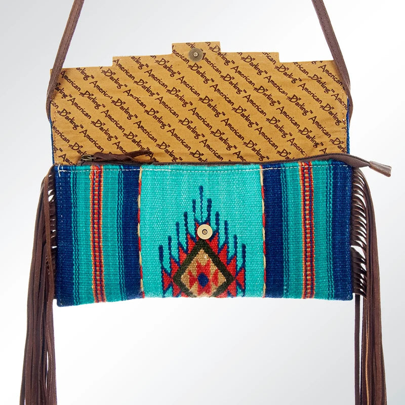 American Darling Hand Tooled Floral & Saddle Blanket Western Small Cross body Bag