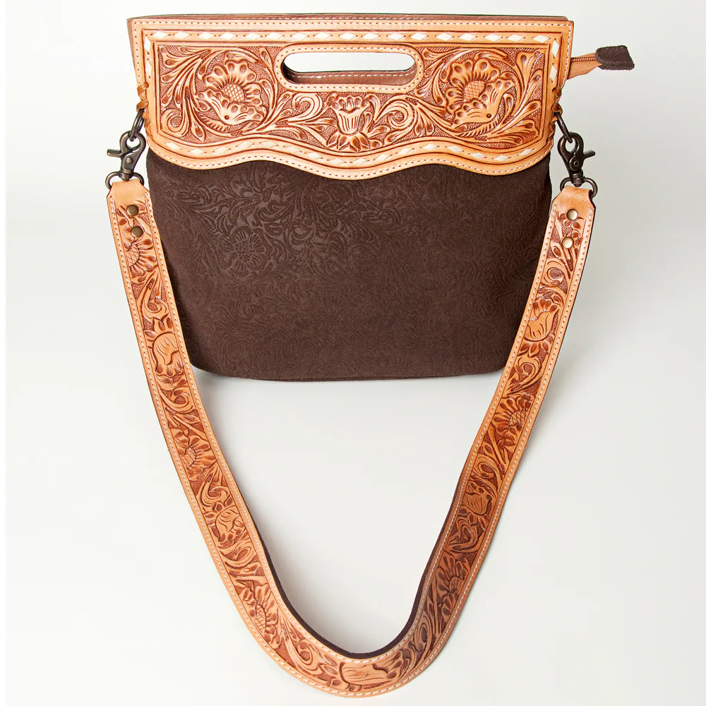 Suede & Tooled Leather Purse