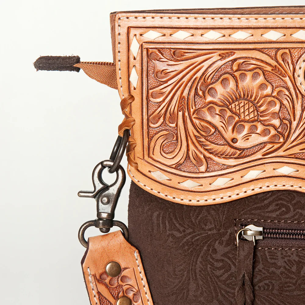 Suede & Tooled Leather Purse