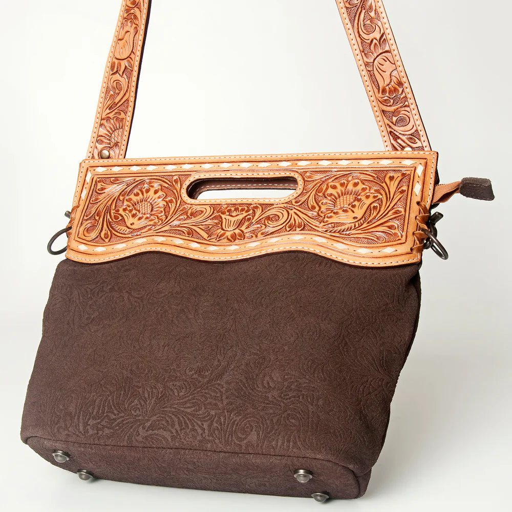 Suede & Tooled Leather Purse