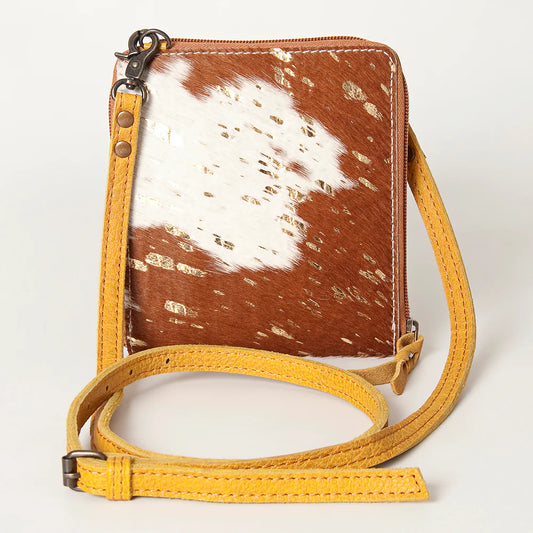 Cowhide & Yellow Crossbody Purse