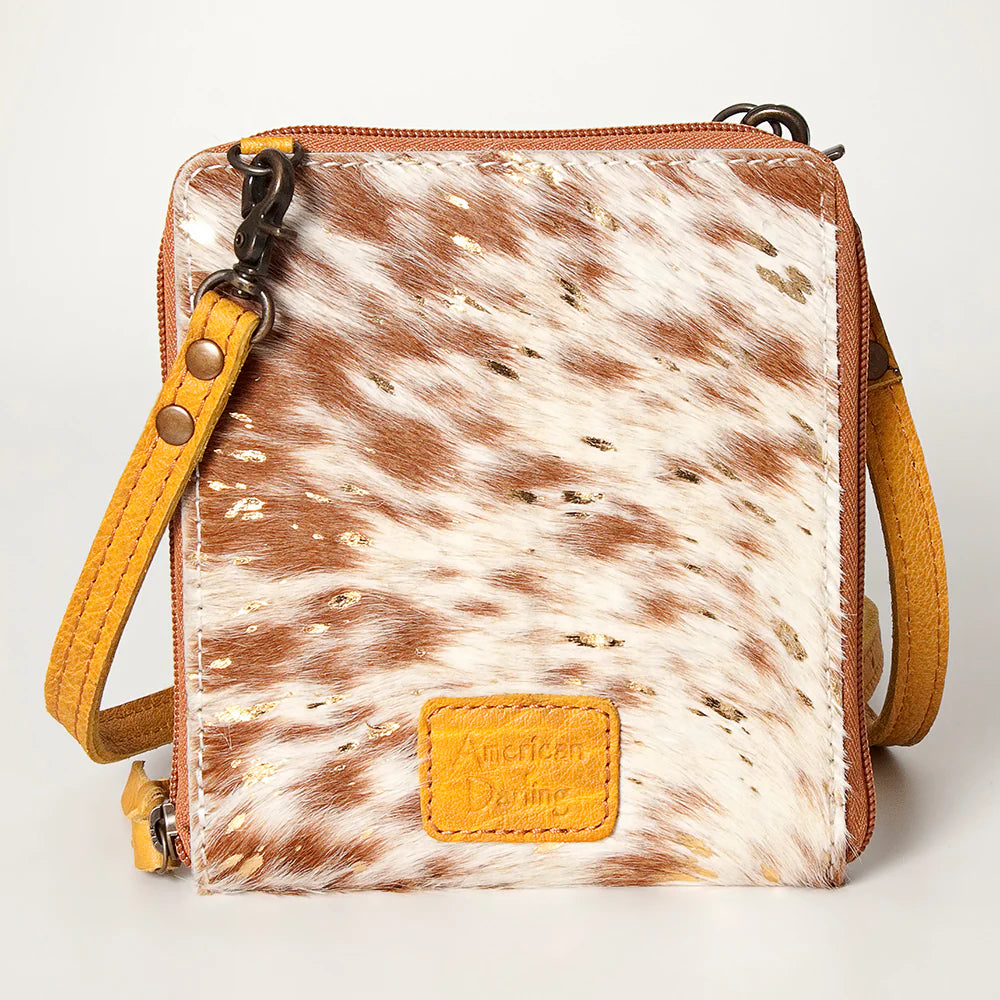 Cowhide & Yellow Crossbody Purse