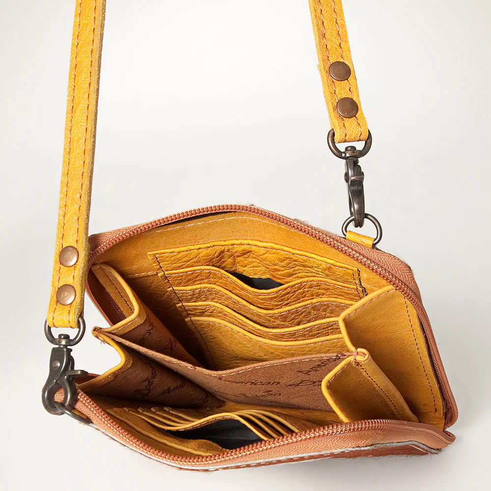 Cowhide & Yellow Crossbody Purse