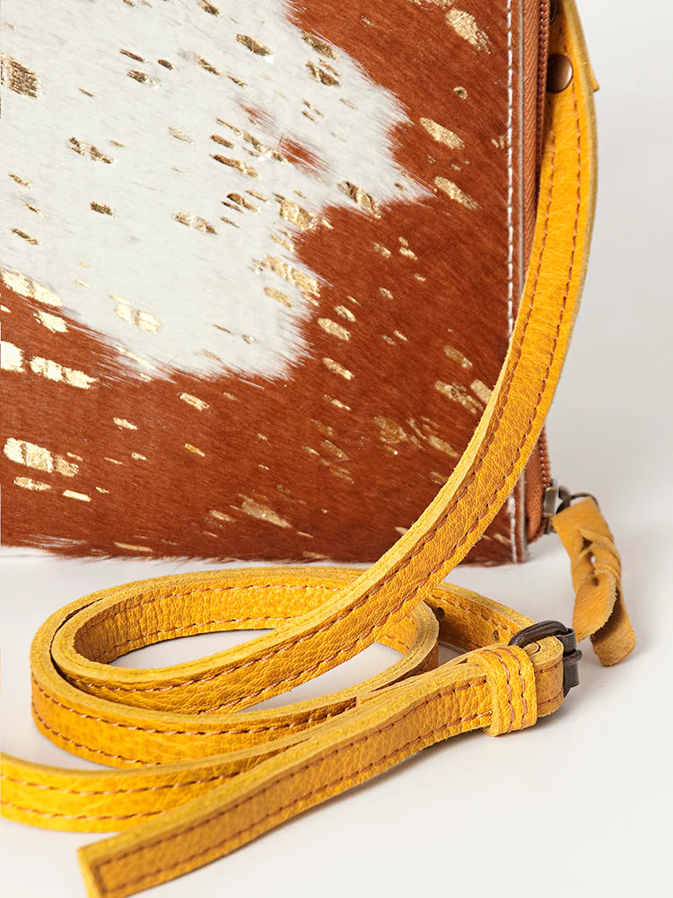 Cowhide & Yellow Crossbody Purse