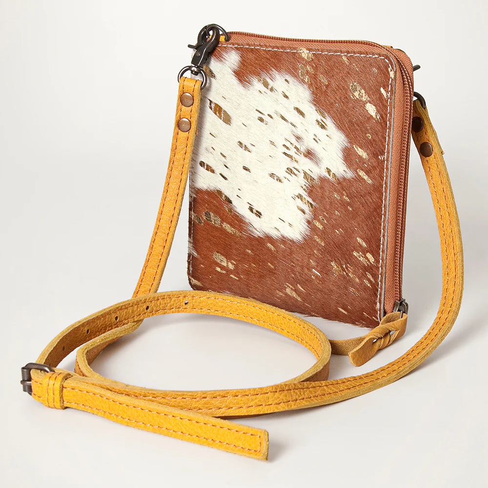 Cowhide & Yellow Crossbody Purse