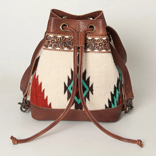 White Saddle Blanket Bucket Backpack