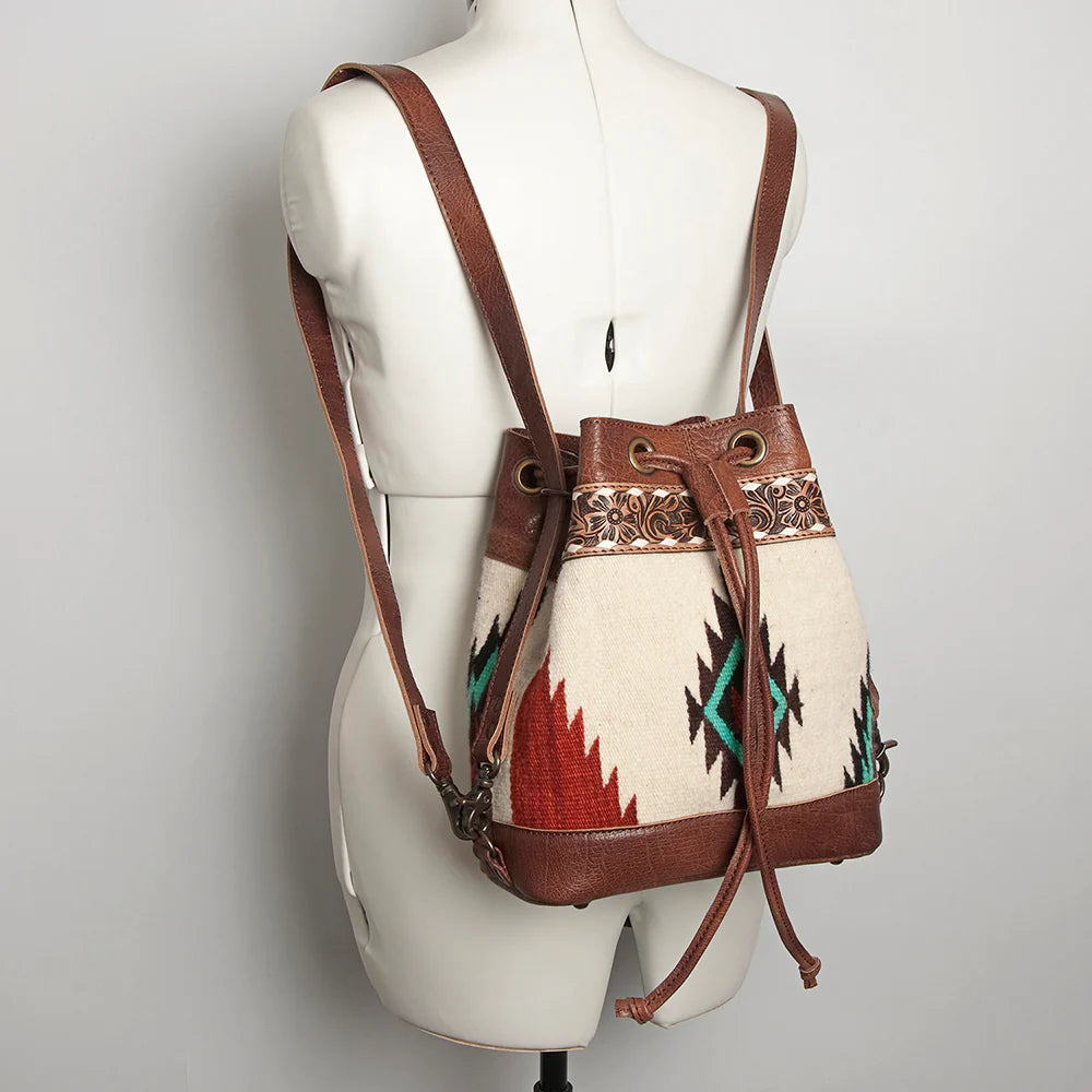 White Saddle Blanket Bucket Backpack