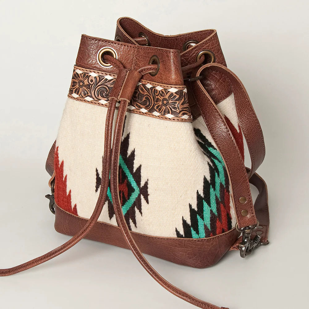 White Saddle Blanket Bucket Backpack