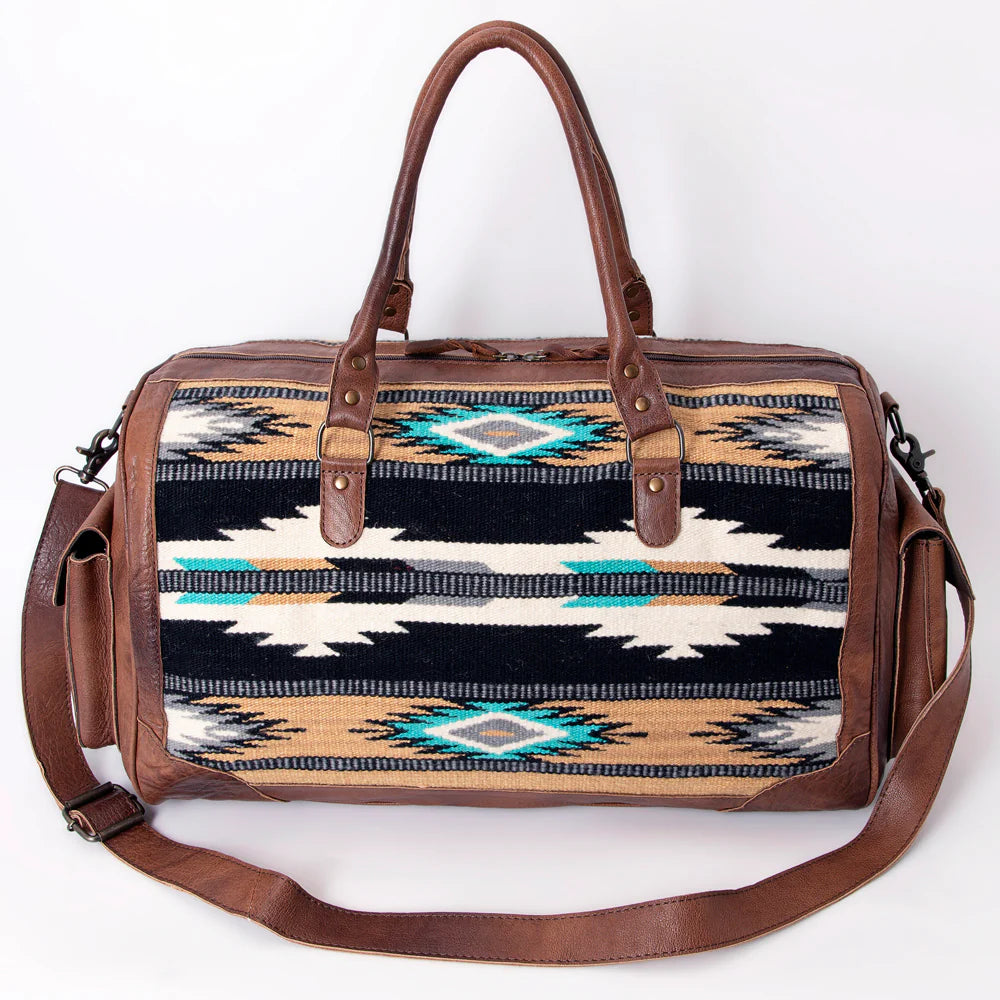 Tan & Black Saddle Blanket Duffle Bag