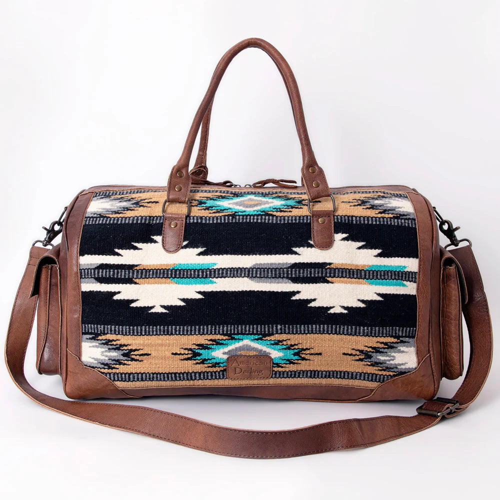 Tan & Black Saddle Blanket Duffle Bag