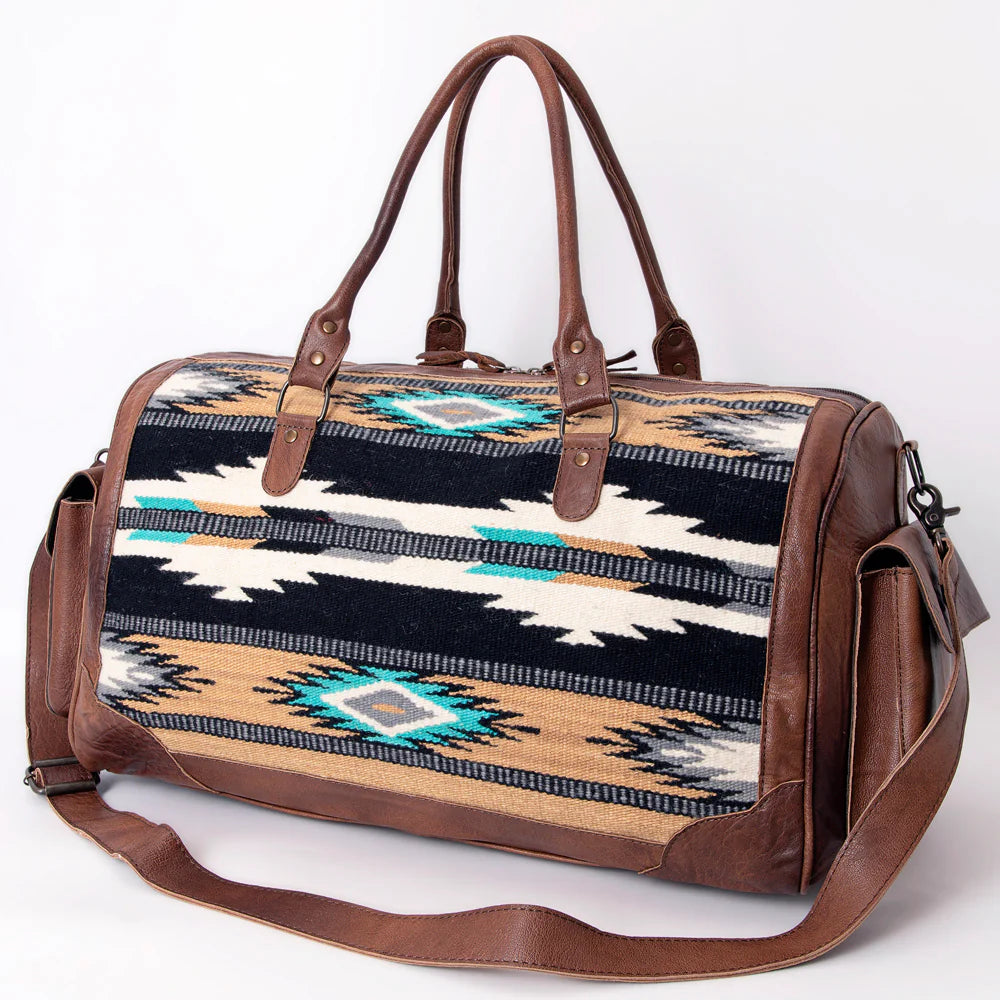 Tan & Black Saddle Blanket Duffle Bag