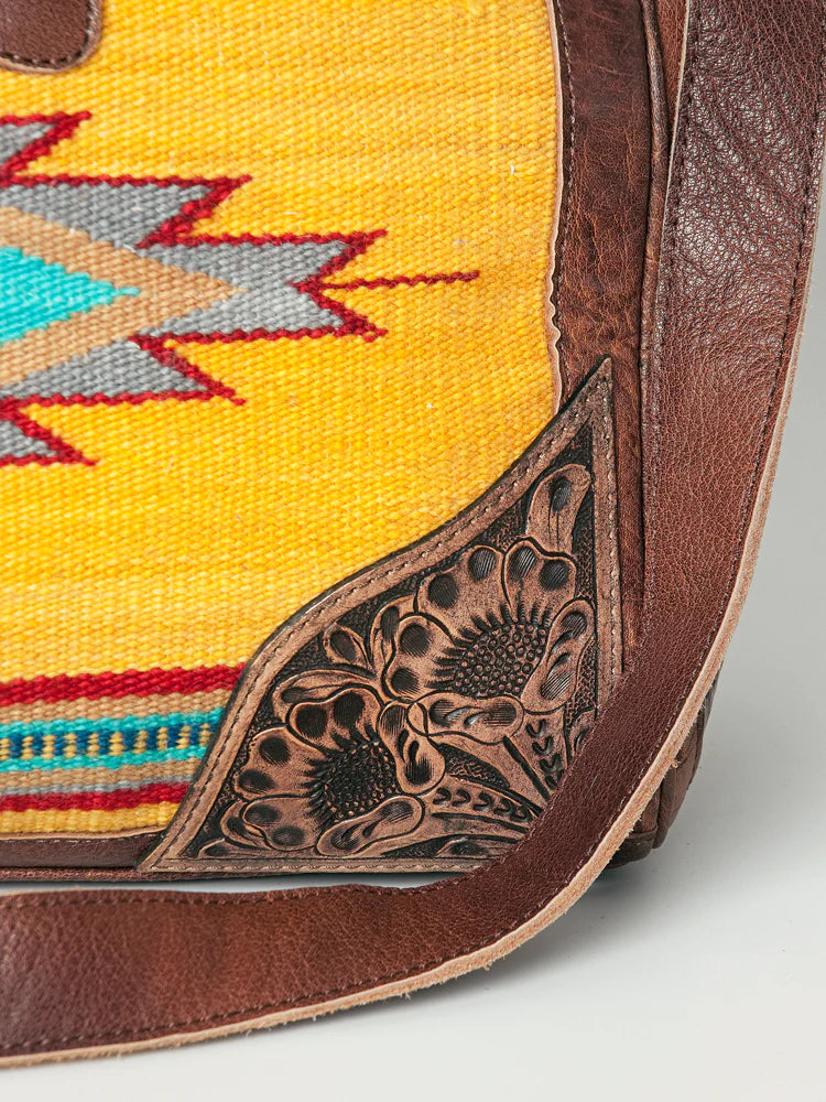 American Darling Hand Tooled Floral & handwoven Saddle Blanket Duffel