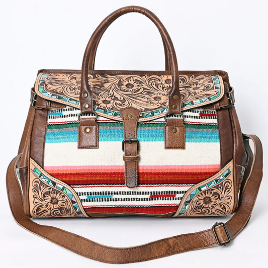 American Darling Western Duffel Bag Hand Tooled Leather Saddle Blanket