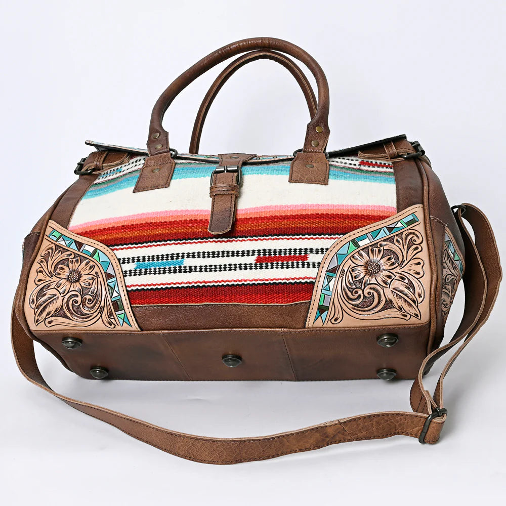 American Darling Western Duffel Bag Hand Tooled Leather Saddle Blanket