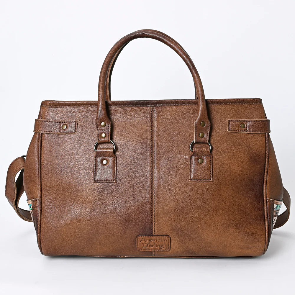 American Darling Western Duffel Bag Hand Tooled Leather Saddle Blanket