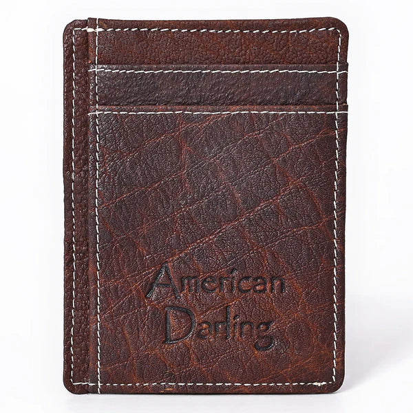 American Darling Brown Leather Vertical ID Card Holder