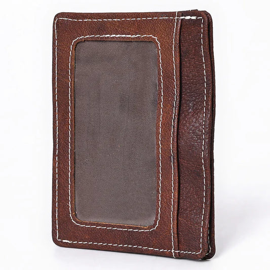 American Darling Brown Leather Vertical ID Card Holder