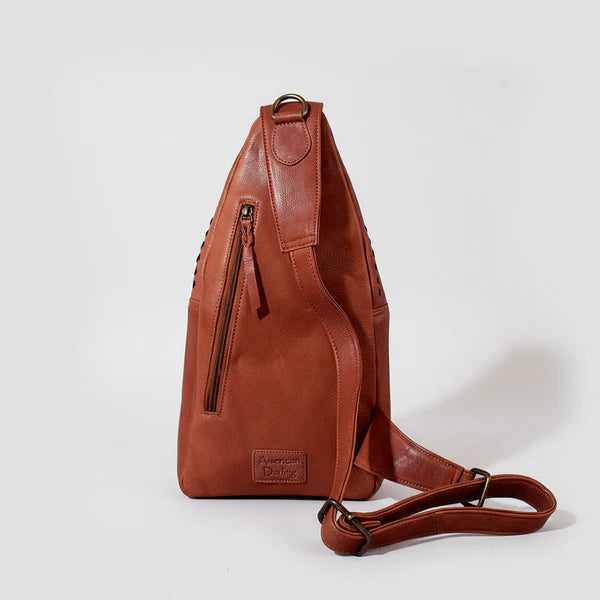 American Darling Magnolia Rodeo Genuine Leather Black Embroidered Sling Bag