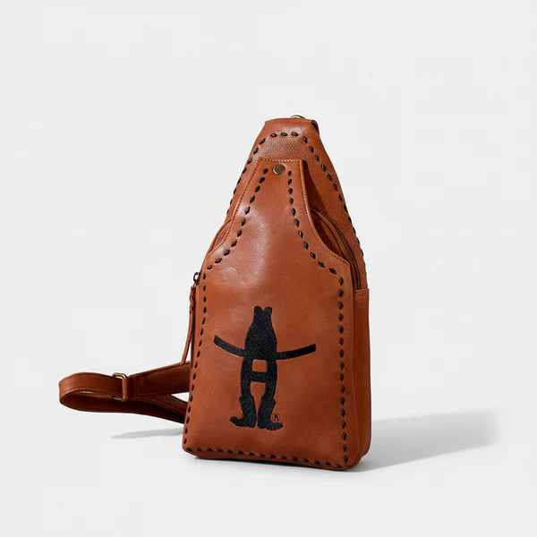 American Darling Magnolia Rodeo Genuine Leather Black Embroidered Sling Bag