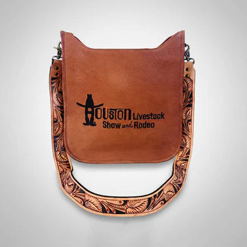American Darling Showground Rodeo Genuine Leather Black Embroidered Crossbody Bag