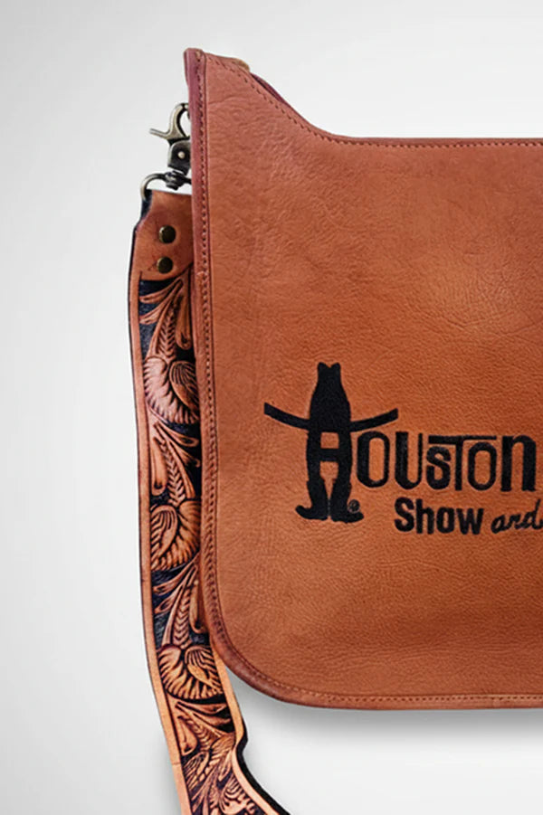 American Darling Showground Rodeo Genuine Leather Black Embroidered Crossbody Bag