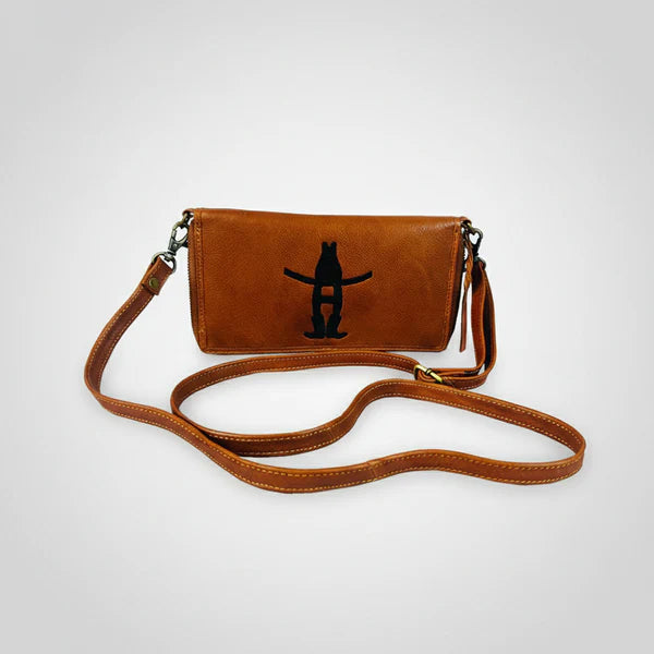 American Darling Frontier Rodeo Genuine Leather Black Embroidered Organizer Bag