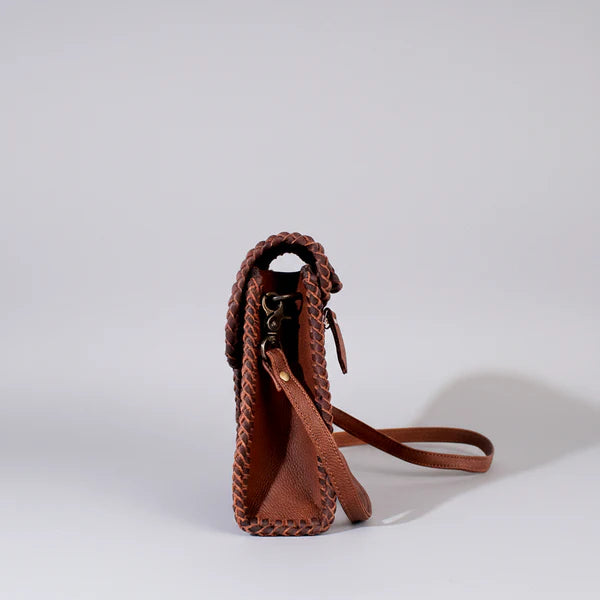 American Darling Laurel Rodeo Genuine Hand Tooled Brown Leather Crossbody Bag Brown