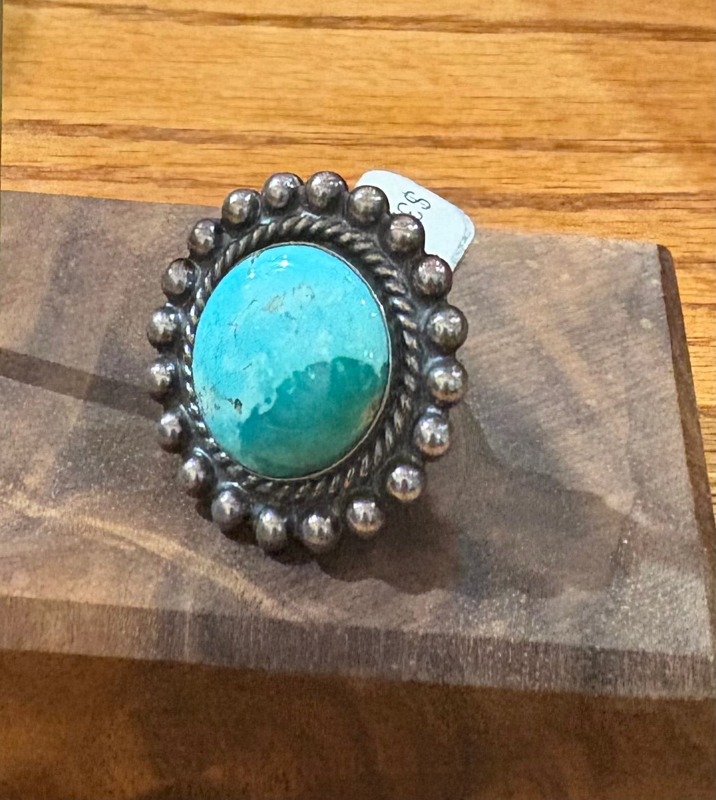 Circle Beaded Turquoise Sterling Ring