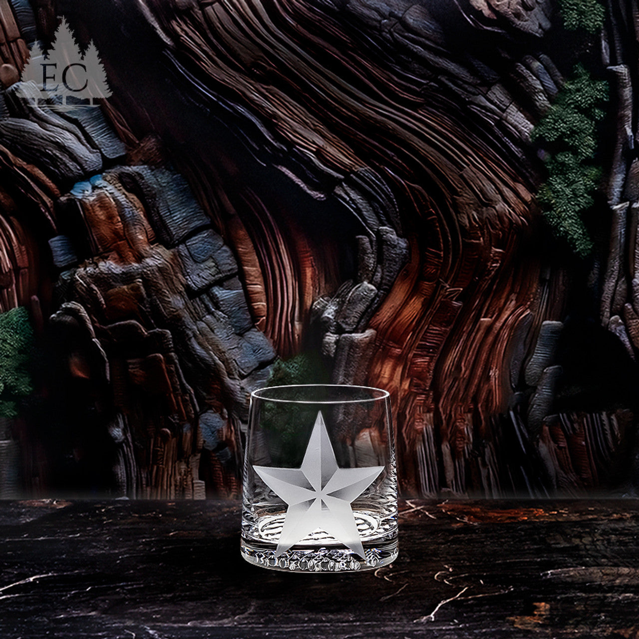 Texas Lone Star Crystal Rocks Glasses, Set of 2