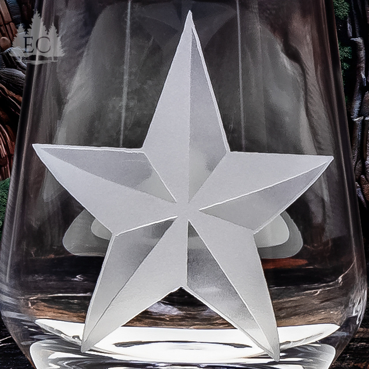 Texas Lone Star Crystal Stemless Wine Glasses, Set of 2