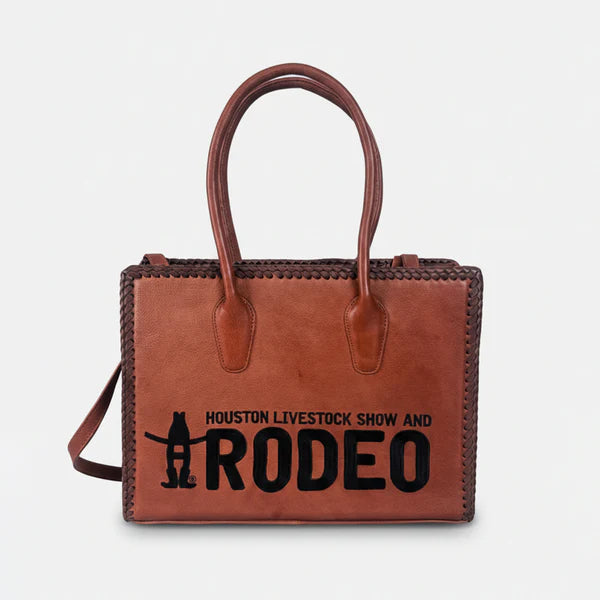 American Darling Heritage Rodeo Genuine Leather Black Embroidered Tote Bag